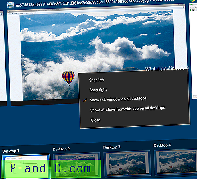 Gjør et programvindu synlig i alle virtuelle stasjonære maskiner i Windows 10