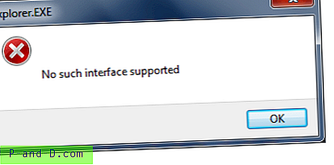 Feil “Ingen slik grensesnitt støttes” når du får tilgang til Personalize Context Menu Alternativ i Windows 7