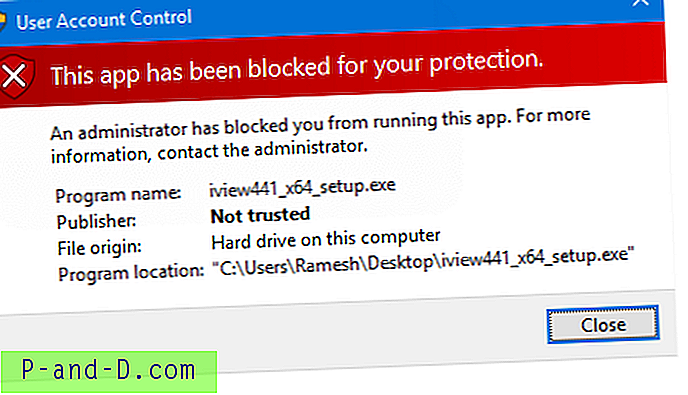 “Denne appen er blokkert for din beskyttelse” i Windows 10