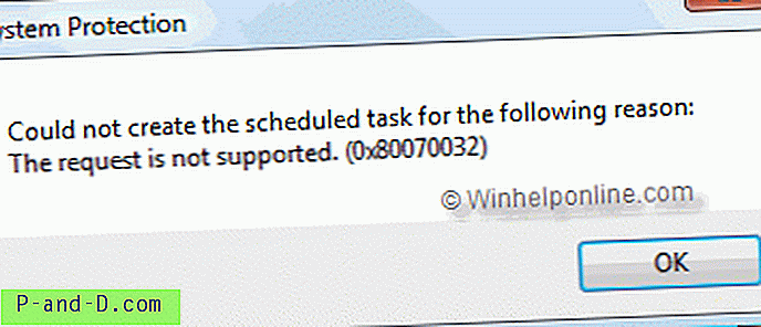Klaida 0x80070032 kuriant sistemos atkūrimo tašką „Windows Vista“