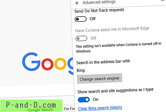 [„Microsoft Edge“] nustatykite „Google“ kaip numatytąją paieškos variklį