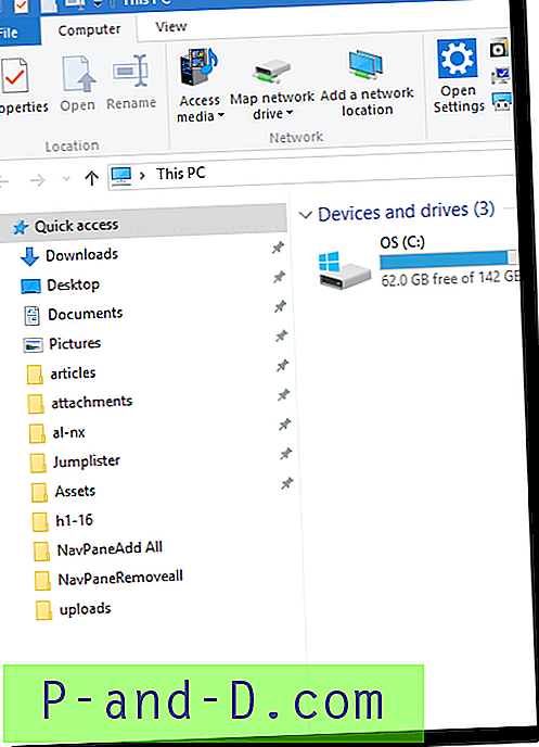 Kuidas Windows 10 navigeerimispaanil näidata ainult kiiret juurdepääsu