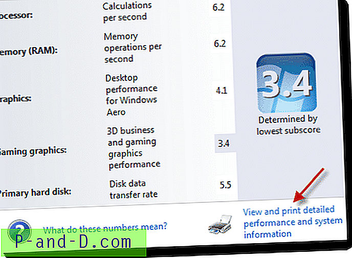 Reparar Ver e imprimir el rendimiento detallado y el enlace de información del sistema no funciona en Windows 7