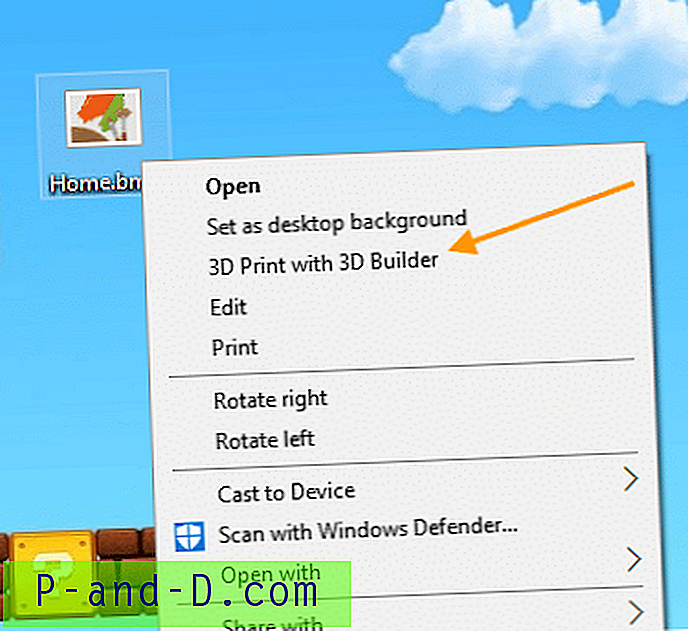 Уклоните „3Д штампање помоћу 3Д Буилдер-а“ Десном типком миша кликните опцију менија у оперативном систему Виндовс 10