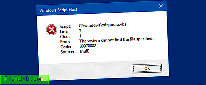 Erreur 80070002 xdgaudio.vbs ne trouve pas le fichier spécifié?