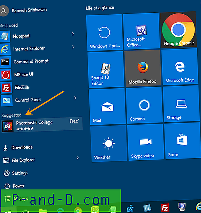 Hvordan deaktivere startmenyannonser eller forslag i Windows 10?