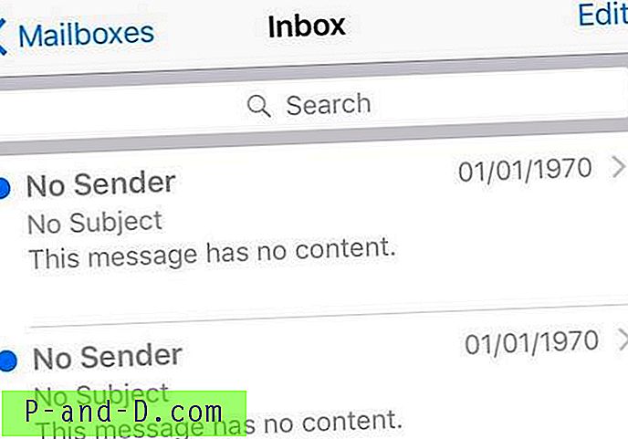 Fix - "Ingen emne, ingen avsender" Ghost E-postmeldinger på iOS