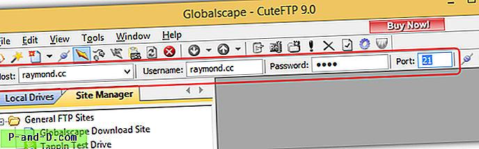 Slik sletter du FTP-pålogging og passordhistorikk fra Quick Connect Bar