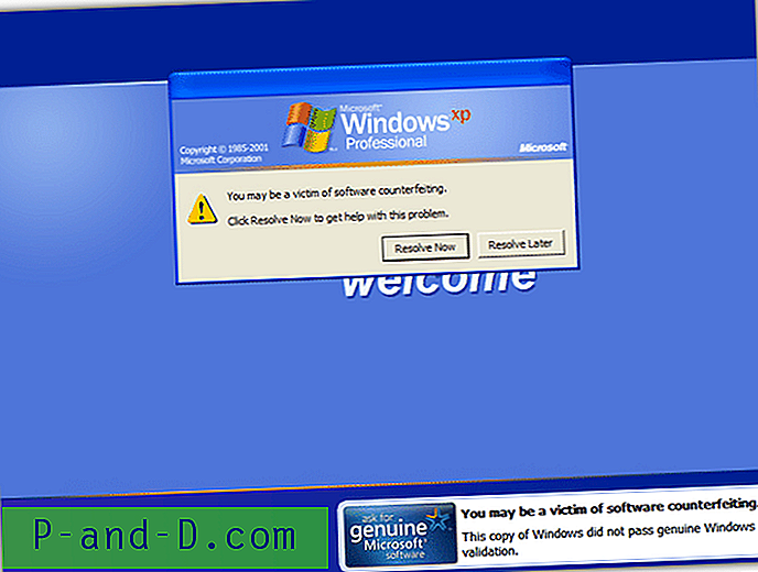 Eemaldage Windows XP ehtsate eeliste teatised rakendusega RemoveWGA