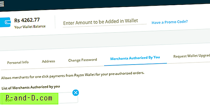 Opphev Paytm Wallet-tilgang fra tredjeparts nettsteder og apper