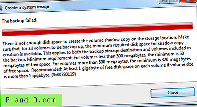 Säkerhetskopian misslyckades när du skapade systembild i Windows 7