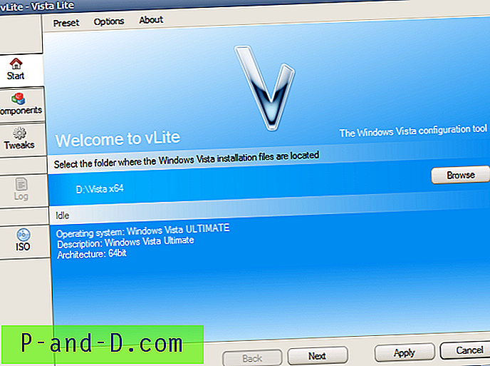 vLite er et konfigurasjonsverktøy for Windows Vista som lager Vista Lite