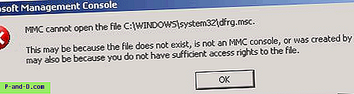 Поправите ММЦ не може отворити датотеку Ц: \ ВИНДОВС \ систем32 \ дфрг.мсц Проблем