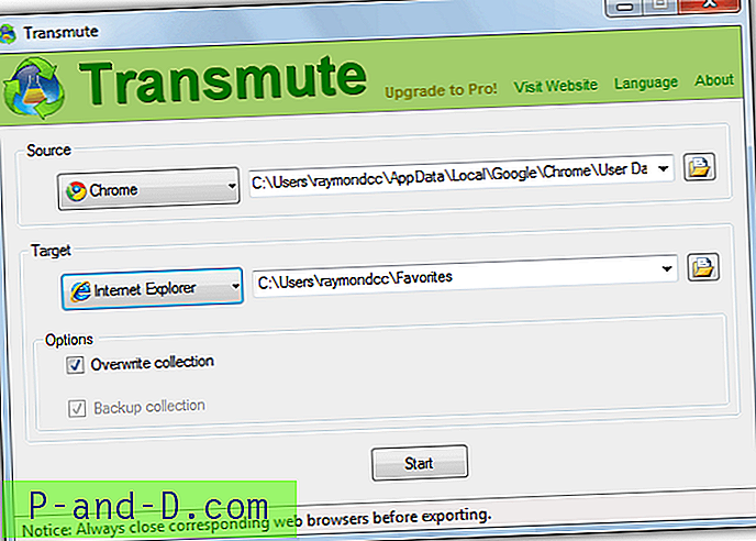 Convertir y transferir marcadores del navegador a otro navegador web
