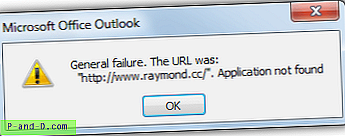 إصلاح الفشل العام عند فتح الارتباط أو URL من Outlook و Windows Mail