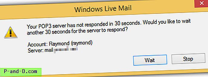 لم تستجب حلول خادم POP3 الخاص بك في 60 ثانية في بريد Windows Live