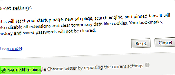 Nulstil Google Chrome helt til standard