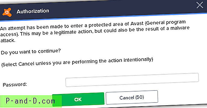 Sådan fjernes Avast- eller AVG-autorisationsadgangskode