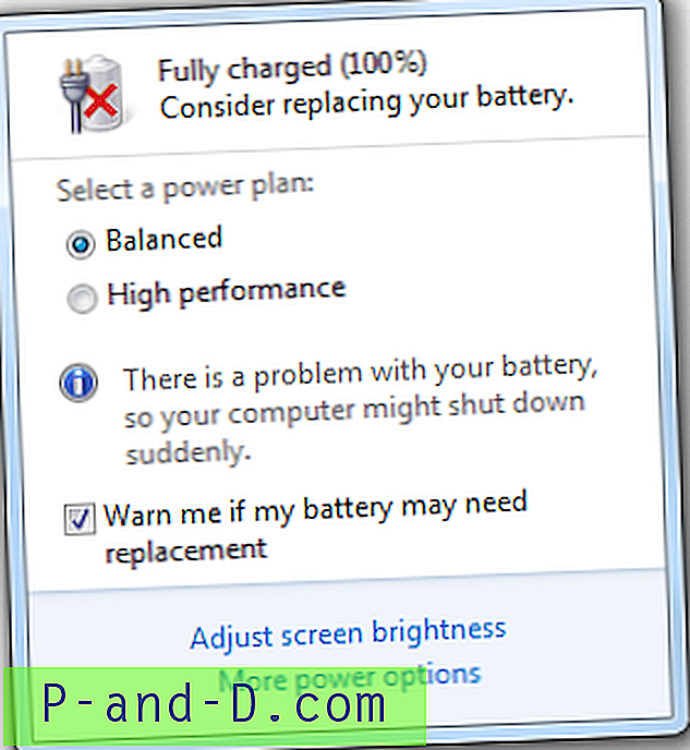 Une batterie d'ordinateur portable incompatible ne provoquant aucune erreur de batterie détectée dans Windows 7