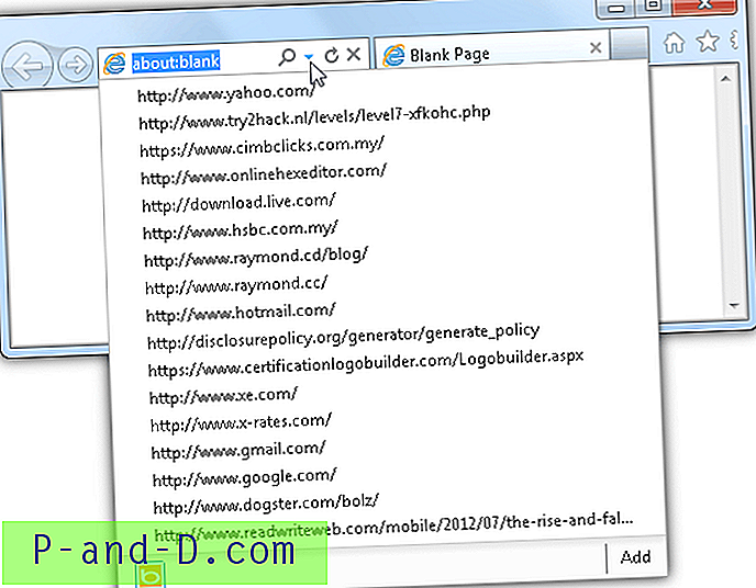 4 måder at redigere webadresser i Internet Explorer-adresselinjens historie
