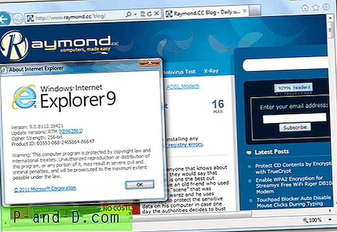 Recommandé de mettre à jour IE8 vers Internet Explorer 9