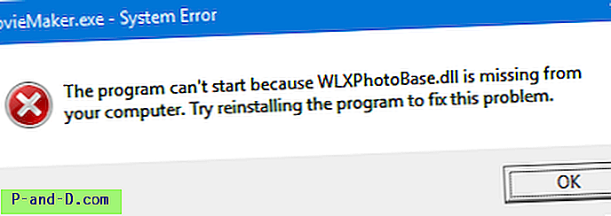[Solución] Error "Falta WLXPhotoBase.dll" al iniciar Movie Maker