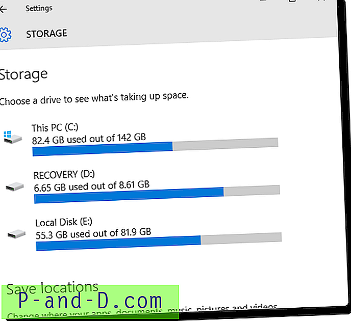 Saugojimo parametrų naudojimas norint rasti failus, užimančius daugiau vietos diske „Windows 10“