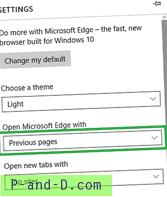 اجعل Edge علامات التبويب المفتوحة من جلسة التصفح الأخيرة في كل بداية