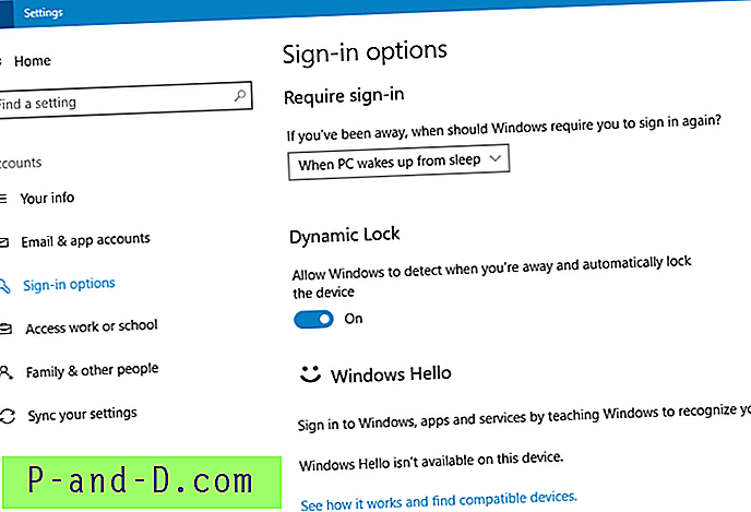 Windows Goodbye 또는 Dynamic Lock – 새로운 Windows 10 기능