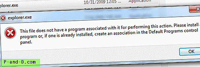 Fix Explorer.exe Fejl “Denne fil har ikke et program tilknyttet” i Windows 7 eller 8