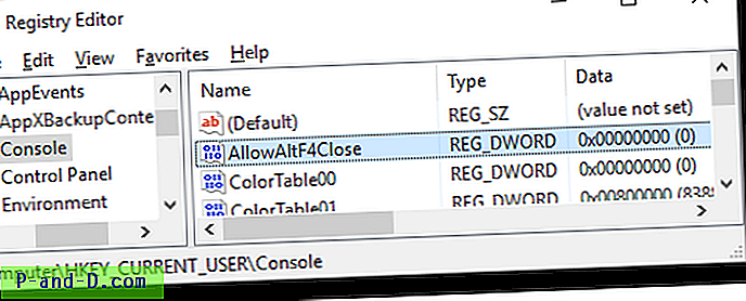 Kommandoprompt til Windows 10 kan lukkes ved hjælp af ALT + F4 genvejstast