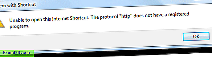 Fejlprotokol HTTP har ikke et registreret program, når du åbner internetgenveje