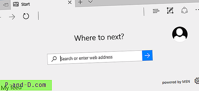 Kaip pašalinti „Microsoft Edge“ paieškos laukelio vietos žymeklio tekstą?