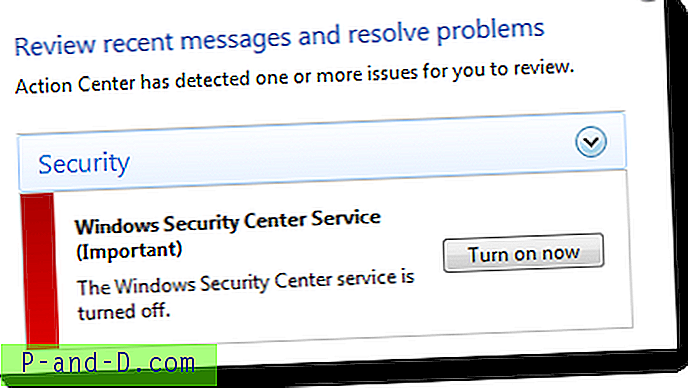 Rett ”Fejl 2”, når du starter Security Center Service i Windows 7