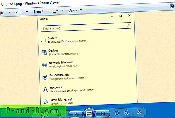 Windows Photo Viewer näitab piltide eelvaatena kollast tooni tausta