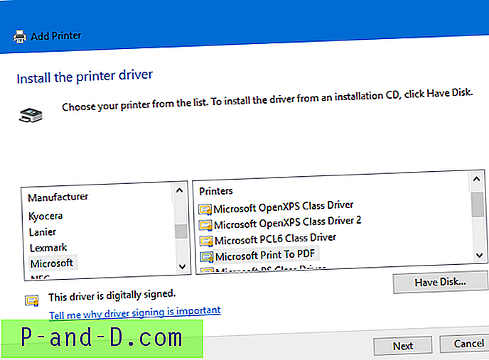 프린터 추가 대화 상자에 정책이없는 Windows 업데이트 버튼