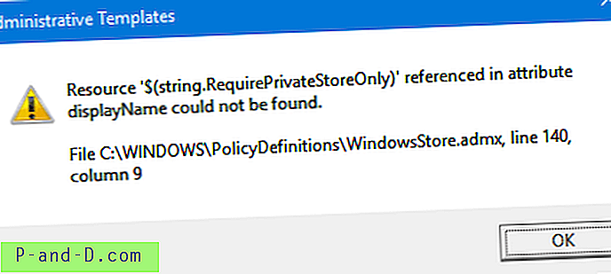 Error "Recurso $ (string.RequirePrivateStoreOnly)" al abrir el Editor de directivas de grupo después de instalar KB3147458