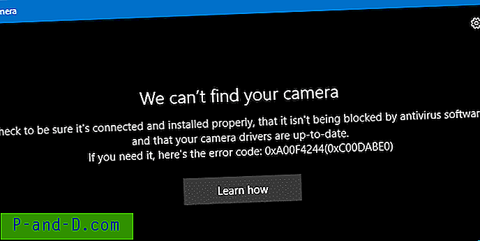 Feil “Kan ikke finne kameraet” 0xC00DABE0 eller 0xA00F4244 i Windows 10