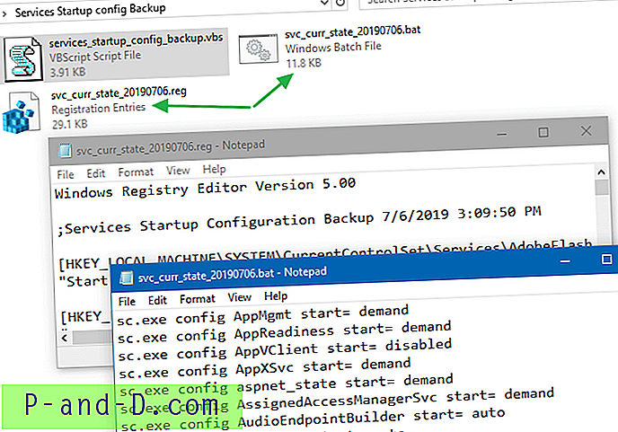Sauvegarde de la configuration du type de démarrage des services Windows 10