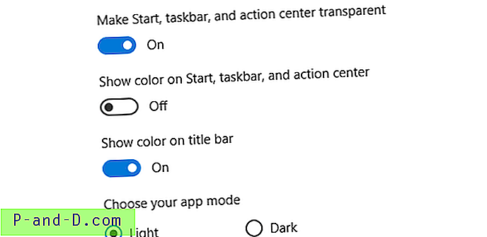 Rodyti spalvą pavadinimo juostoje, bet ne užduočių juostoje ir meniu Pradėti sistemoje „Windows 10“