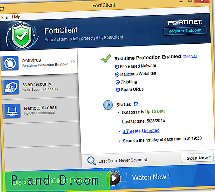 مراجعة حول FortiClient ، مضاد الفيروسات المجاني من Fortinet