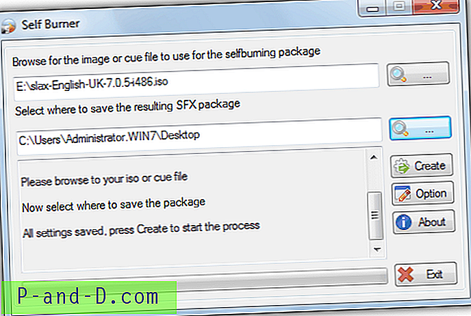 Sukurkite savarankiškai vykdomą vykdomąjį failą automatiškai įrašyti ISO failus į diską