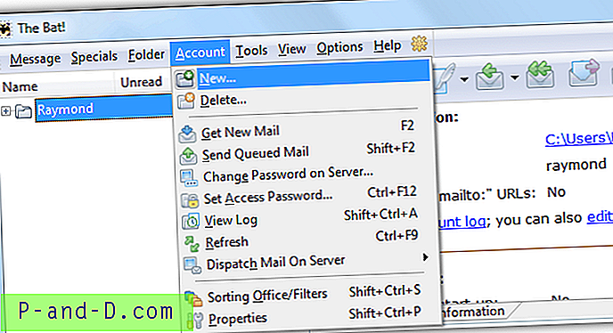 Sjekk Gmail gjennom The Bat!  E-postklient