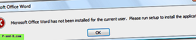 Reparar Microsoft Office Word no se ha instalado para el error del usuario actual