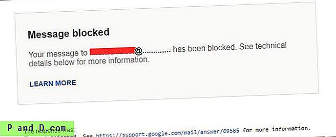الحل: "تم حظر الرسالة - تم حظر رسالتك إلى @ gmail.com"