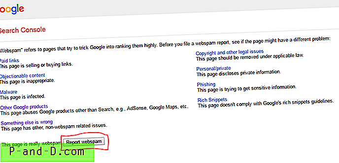 Informe a Google de páginas web no válidas sobre el resultado de la búsqueda.