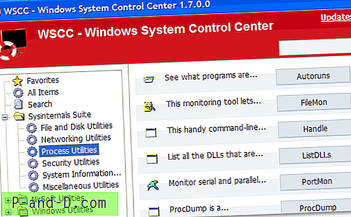 Centro de control del sistema de Windows: plataforma de lanzamiento y actualizador para Sysinternals Suite