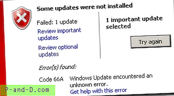 Microsoft .NET Framework 4 värskendamisel Windows Updateist veakood 66A